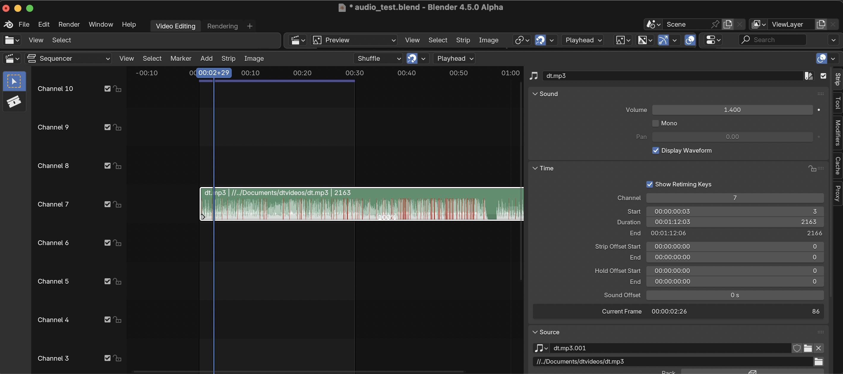Volume property in Blender's video sequencer