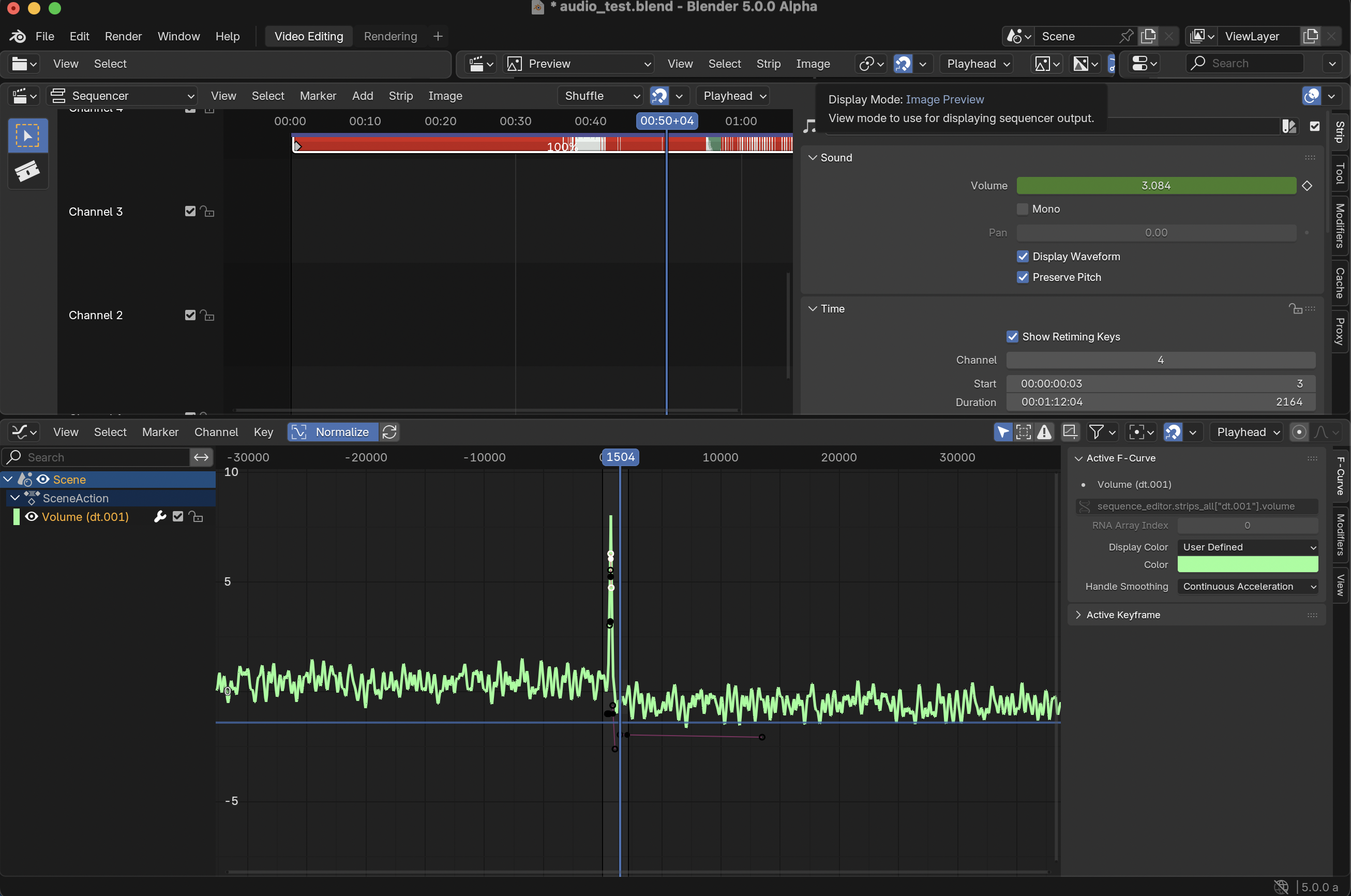 Example of volume being driven by f-curve